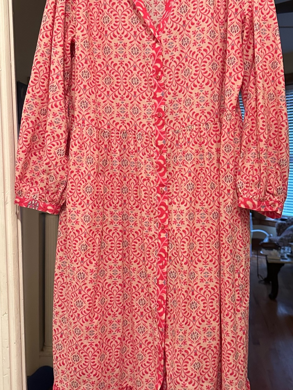 Zara Pink Printed Button-Front Maxi Dress